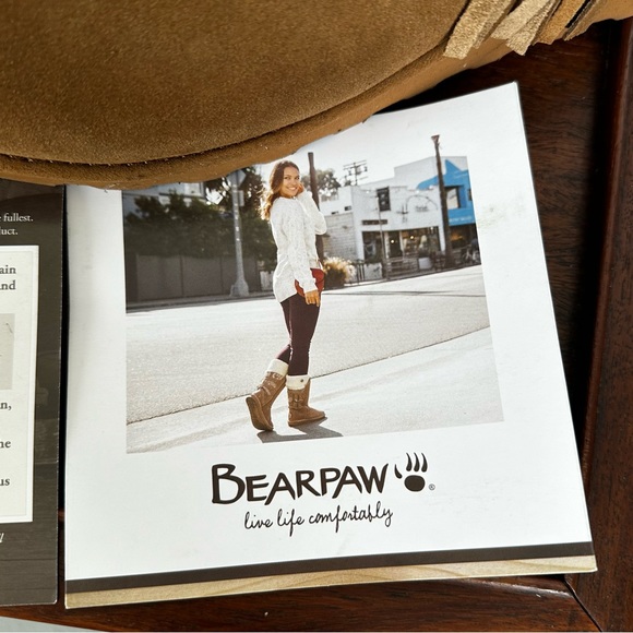 New BearPaw Never-Wet Tonya Suede/Sheepswool Fringed Wedged Boots - Picture 7 of 10